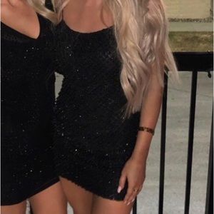 Fashion Nova Black Glitter Dress